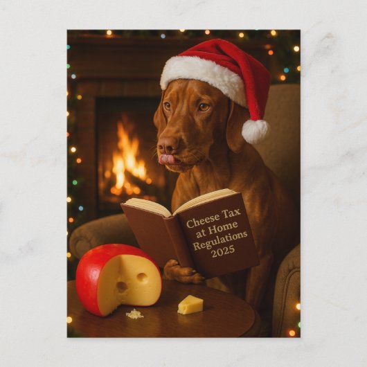 Vizsla 'Kaasbelasting' Kerstkaart Briefkaart (Voorkant)