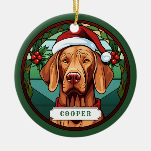 Vizsla keramische cirkel Ornament (Voorkant)
