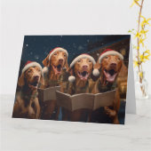 Vizsla Kerst Carolers Fun Holiday Kaart (Gele Bloem)