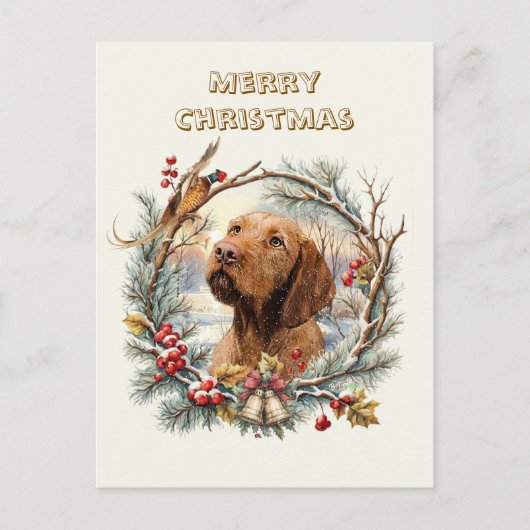 Vizsla Kerst Feestdagenkaart (Voorkant)