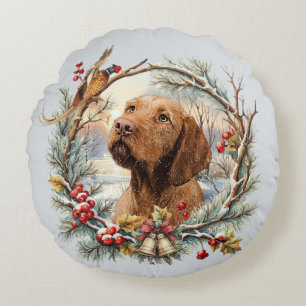 Vizsla Kerst Rond Kussen