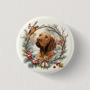Vizsla Kerst Ronde Button 3,2 Cm