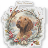 Vizsla Kerst  Sticker (Voorkant)