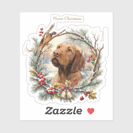 Vizsla Kerst  Sticker (Vel)