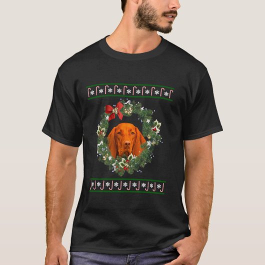 Vizsla Kerstboom Hond Santa Xmas T-shirt Pyjama L (Voorkant)