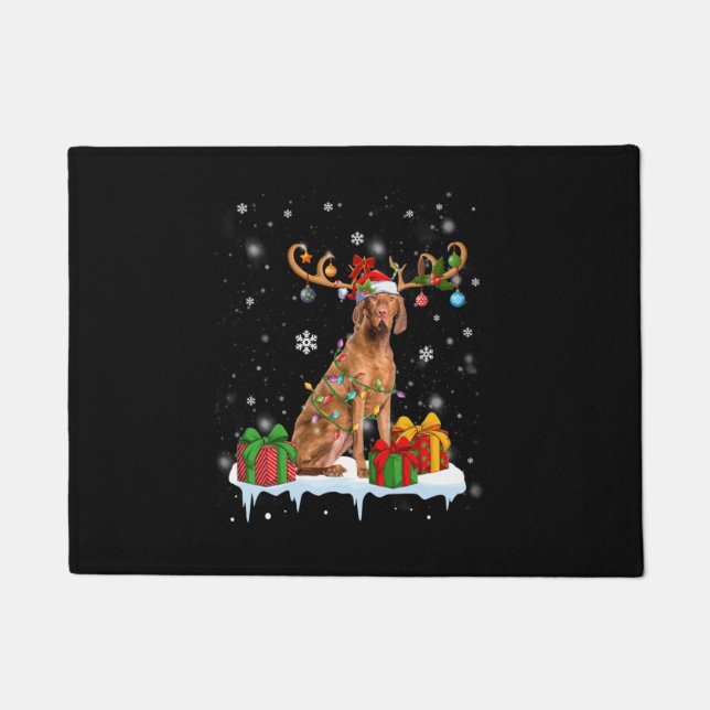 Vizsla kerstboom Light Pajama Hondenliefhebber Xma Deurmat (Voorkant)
