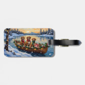 Vizsla Kerstboot Vakantie Bagagelabel (Achterkant horizontaal)