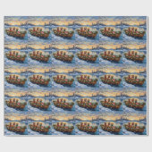 Vizsla Kerstboot Vakantie Cadeaupapier (Vlak)