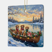 Vizsla Kerstboot Vakantie Keramisch Ornament (Links)