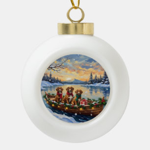 Vizsla Kerstboot Vakantie Keramische Bal Ornament