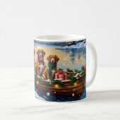 Vizsla Kerstboot Vakantie Koffiemok (Voorkant rechts)