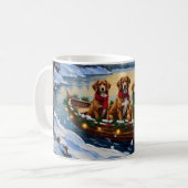 Vizsla Kerstboot Vakantie Koffiemok (Voorkant links)