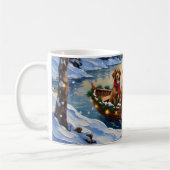 Vizsla Kerstboot Vakantie Koffiemok (Links)