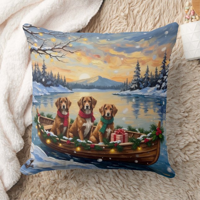 Vizsla Kerstboot Vakantie Kussen (Deken)