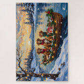 Vizsla Kerstboot Vakantie Legpuzzel (Verticaal)