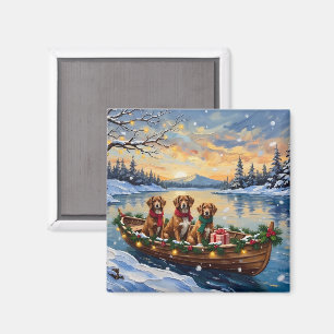 Vizsla Kerstboot Vakantie Magneet