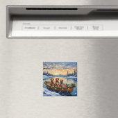 Vizsla Kerstboot Vakantie Magneet (Insitu (Vaatwasser))