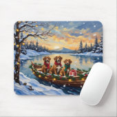 Vizsla Kerstboot Vakantie Muismat (Met muis)