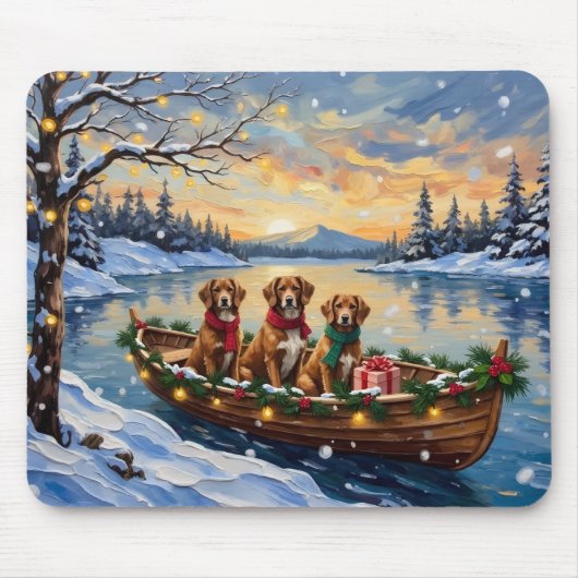 Vizsla Kerstboot Vakantie Muismat (Voorkant)