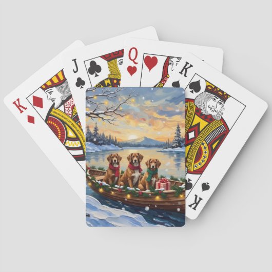 Vizsla Kerstboot Vakantie Pokerkaarten (Achterkant)