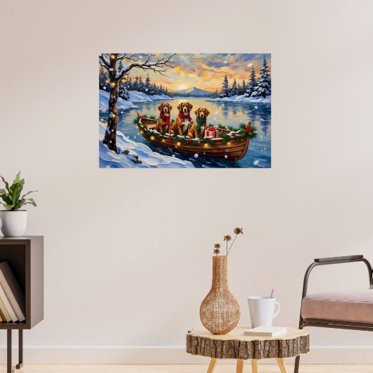 Vizsla Kerstboot Vakantie Poster (Woonkamer 3)