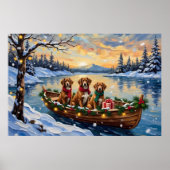 Vizsla Kerstboot Vakantie Poster (Voorkant)