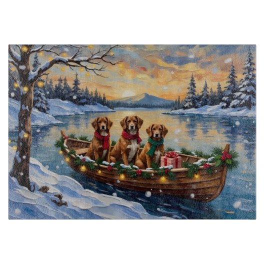 Vizsla Kerstboot Vakantie Snijplank (Voorkant)