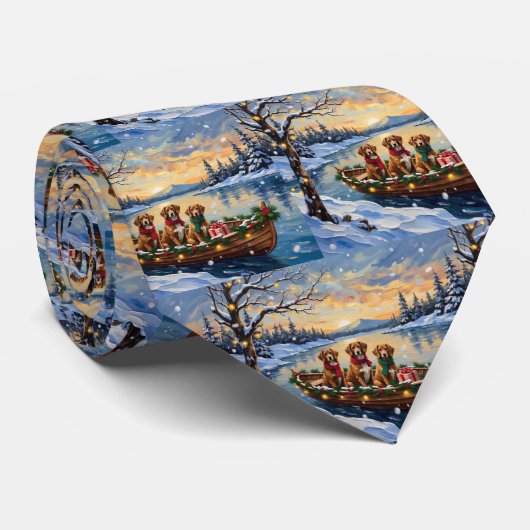 Vizsla Kerstboot Vakantie Stropdas (Opgerold)