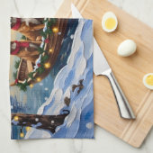 Vizsla Kerstboot Vakantie Theedoek (Quarter Fold)