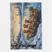 Vizsla Kerstboot Vakantie Theedoek (Verticaal)