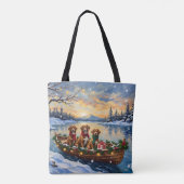 Vizsla Kerstboot Vakantie Tote Bag (Achterkant)