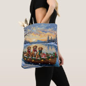 Vizsla Kerstboot Vakantie Tote Bag (Dichtbij)