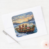 Vizsla Kerstboot Vakantie Vierkante Sticker (Envelop)