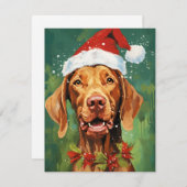 Vizsla Kerstborstel schilderen kunstwerk Feestdagenkaart (Voorkant / Achterkant)