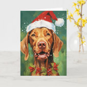 Vizsla Kerstborstel schilderen kunstwerk Kaart (Gele Bloem)