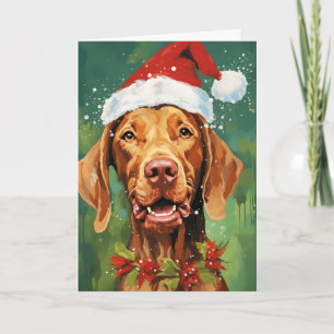 Vizsla Kerstborstel schilderen kunstwerk Kaart