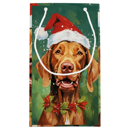 Vizsla Kerstborstel schilderen kunstwerk Klein Cadeauzakje (Achterkant)
