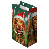 Vizsla Kerstborstel schilderen kunstwerk Klein Cadeauzakje (Voorkant Gekanteld)