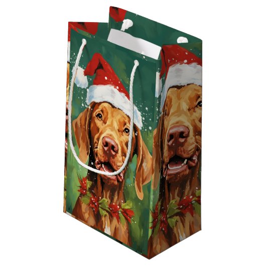 Vizsla Kerstborstel schilderen kunstwerk Klein Cadeauzakje (Achterkant Gekanteld)
