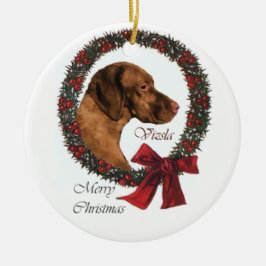 Vizsla kerstcadeautjes keramisch ornament