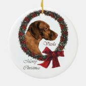 Vizsla kerstcadeautjes keramisch ornament (Achterkant)