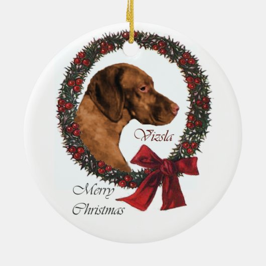 Vizsla kerstcadeautjes keramisch ornament (Achterkant)