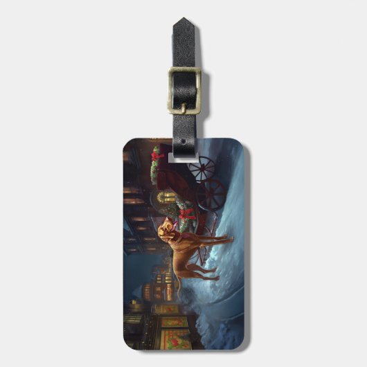 Vizsla Kerstfeest Seizoen Bagagelabel (Voorkant verticaal)