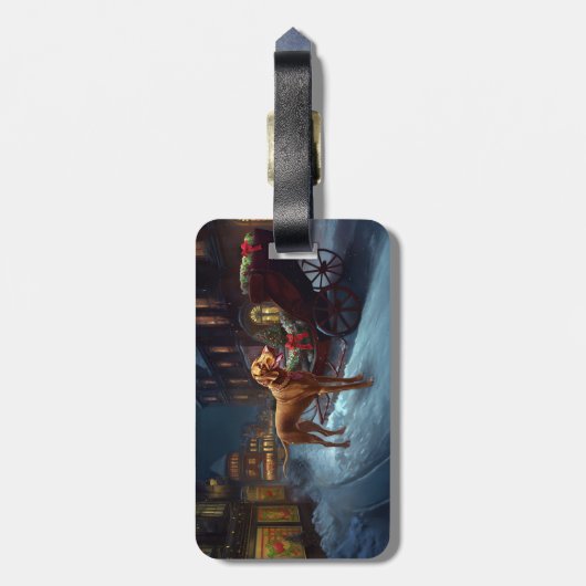 Vizsla Kerstfeest Seizoen Bagagelabel (Achterkant verticaal)