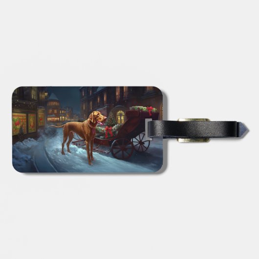 Vizsla Kerstfeest Seizoen Bagagelabel (Achterkant horizontaal)