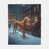 Vizsla Kerstfeest Seizoen Fleece Deken (Voorkant)