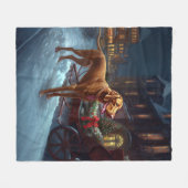 Vizsla Kerstfeest Seizoen Fleece Deken (Voorkant (Horizontaal))