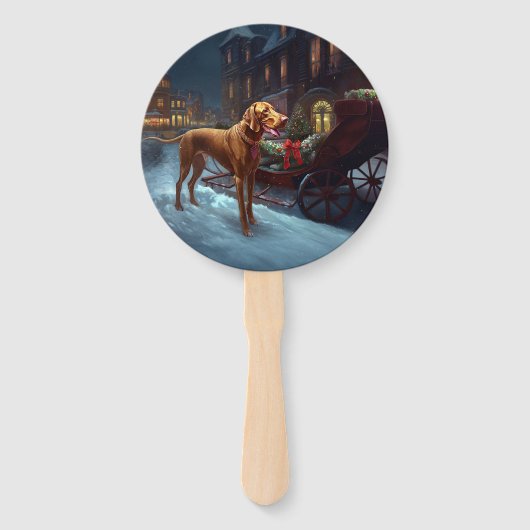 Vizsla Kerstfeest Seizoen Handwaaier (Achterkant)