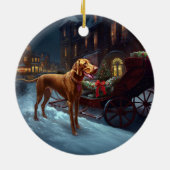 Vizsla Kerstfeest Seizoen Keramisch Ornament (Achterkant)