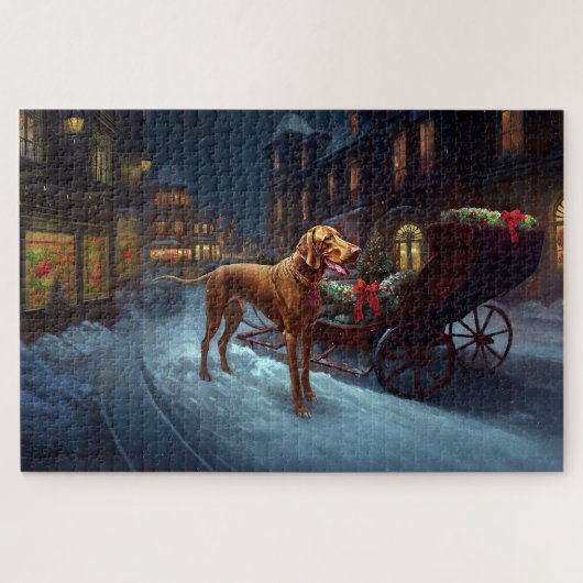 Vizsla Kerstfeest Seizoen Legpuzzel (Horizontaal)